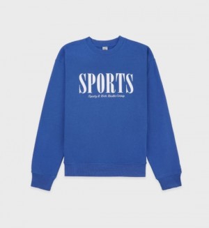 Men's Sporty And Rich Sports Crewneck Sweatshirts Blue | bLb9uSwce4y