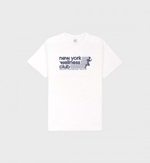 Men's Sporty And Rich USA Wellness Club White/Navy T Shirts White / Navy | SNR7v3NTtyn