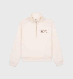 Men's Sporty And Rich Upper East Side Quarter Zip Sweatshirts Cream | FtBH1KhkNOt