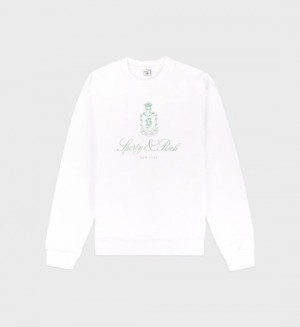 Men's Sporty And Rich Vendome Crewneck Sweatshirts White / Olive | 4mrvlPMMPqD