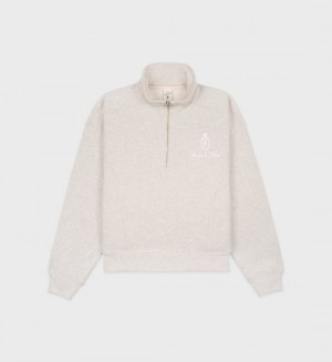 Men's Sporty And Rich Vendome Quarter Zip Sweatshirts Beige / White | 5s6dvltTsGS