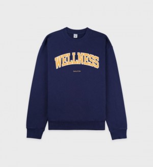 Men's Sporty And Rich Wellness Ivy Crewneck Sweatshirts Navy / Gold | 520QQyJOv4Y