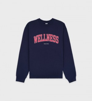 Men's Sporty And Rich Wellness Ivy Crewneck Sweatshirts Navy | nOaayKVr0tY