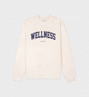 Men's Sporty And Rich Wellness Ivy Crewneck Sweatshirts Cream | B3W0RSmkP9n