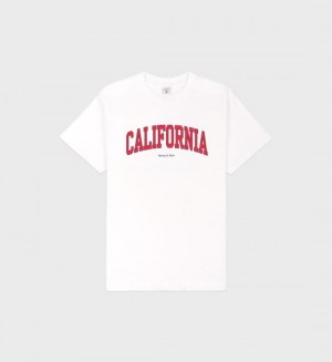 Women's Sporty And Rich California T Shirts White / Light Red / Navy | 7HSEeAEGCqb