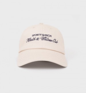 Women's Sporty And Rich H&W Club Embroidered Cap Cream / Navy | oiIUu0jzygr