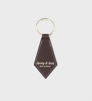 Women's Sporty And Rich Key Chain Small Leather Goods Chocolate / Gold | PB8LWsG0Hh8