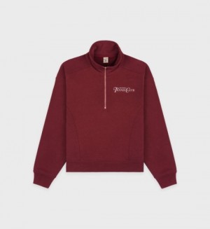 Women's Sporty And Rich Rizzoli Tennis Quarter Zip Sweatshirts Burgundy / White | JrUZvqJq0xa