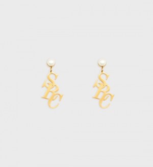 Women's Sporty And Rich SRC Pearl Earrings Jewelry Gold | whxNQpsDws7