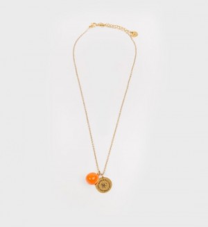 Women's Sporty And Rich SRHWC Orange Pearl Necklace Jewelry Gold | ZBVgv4IBqCO