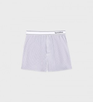 Women's Sporty And Rich Serif Logo Boxer Shorts White / Navy | s3VTfUEL1dY