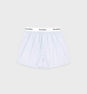 Women's Sporty And Rich Serif Logo Boxer Shorts Blue | bZ5x2mcI2nM