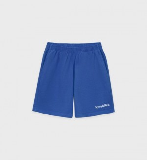 Women's Sporty And Rich Serif Logo Gym Shorts Blue | fwjLN1Wcg7V