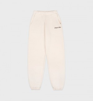 Women's Sporty And Rich Syracuse Embroidered Sweatpants Cream | m7M1NU2GNAC