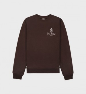 Women's Sporty And Rich Vendome Crewneck Sweatshirts Chocolate | om1i6ZUNIse