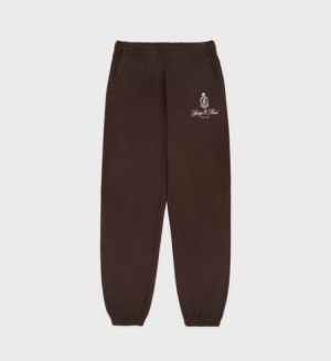 Women's Sporty And Rich Vendome Sweatpants Chocolate | qZgDfaqeZSp