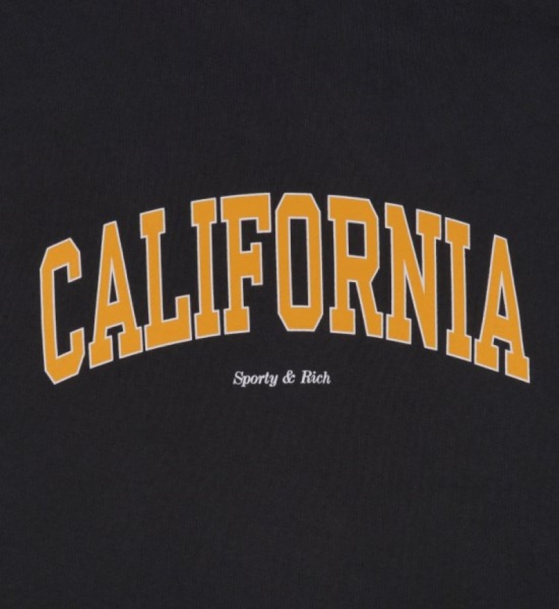 Men's Sporty And Rich California Crewneck Sweatshirts Black | kBYIBdP7sUf