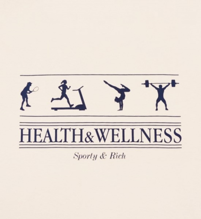 Men's Sporty And Rich Health & Wellness T Shirts Cream / Navy | KqdNFSE3M67