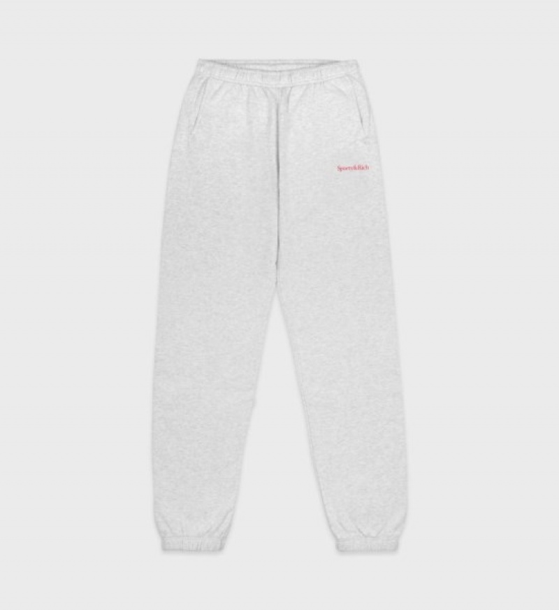 Men\'s Sporty And Rich Serif Logo Sweatpants Grey | YJQUUexX68x