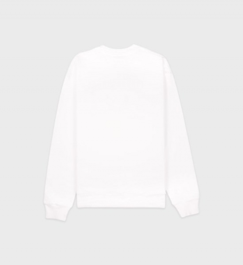 Men's Sporty And Rich Vendome Crewneck Sweatshirts White / Olive | 4mrvlPMMPqD