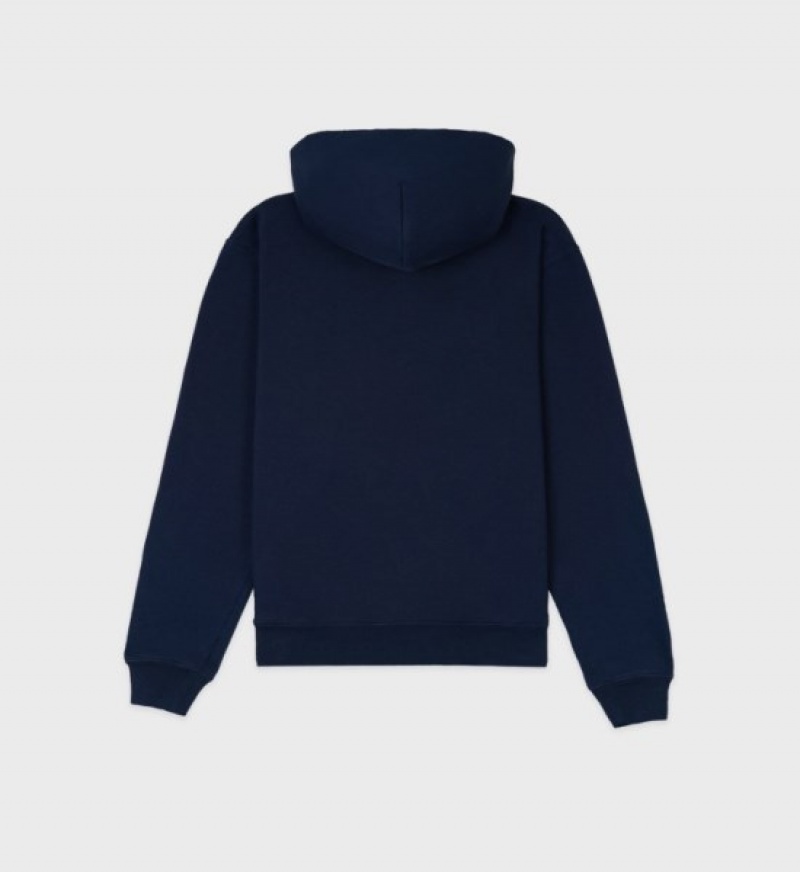 Men's Sporty And Rich Wellness Club Flocked Hoodie Navy | TtCHSJtpMQe