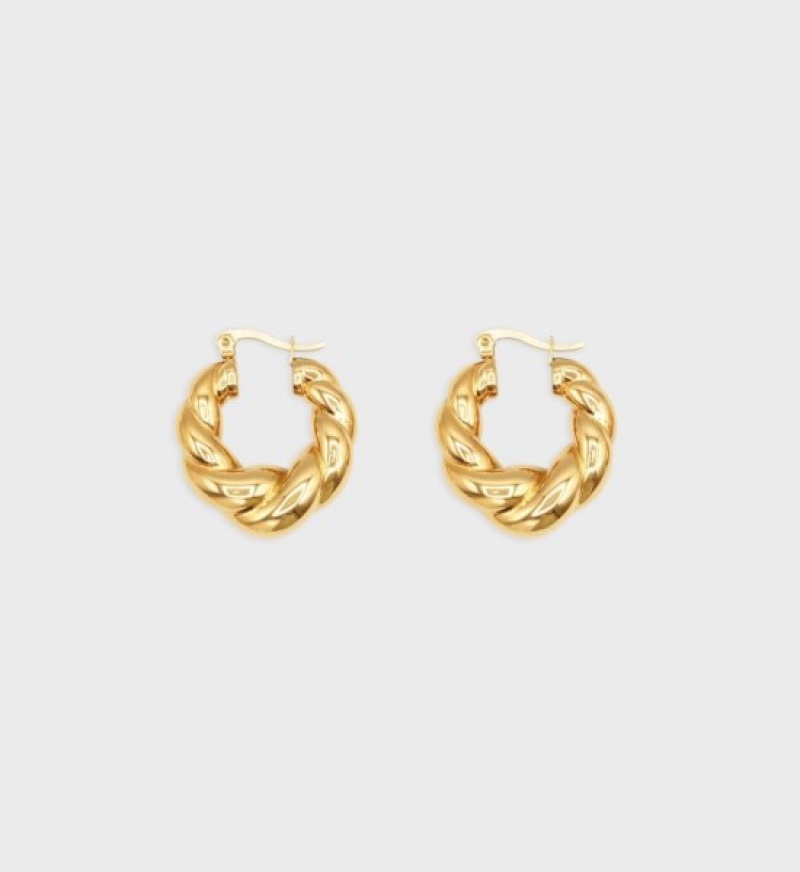 Women\'s Sporty And Rich Braided Hoops Jewelry Gold | yMGrpxZaBmd