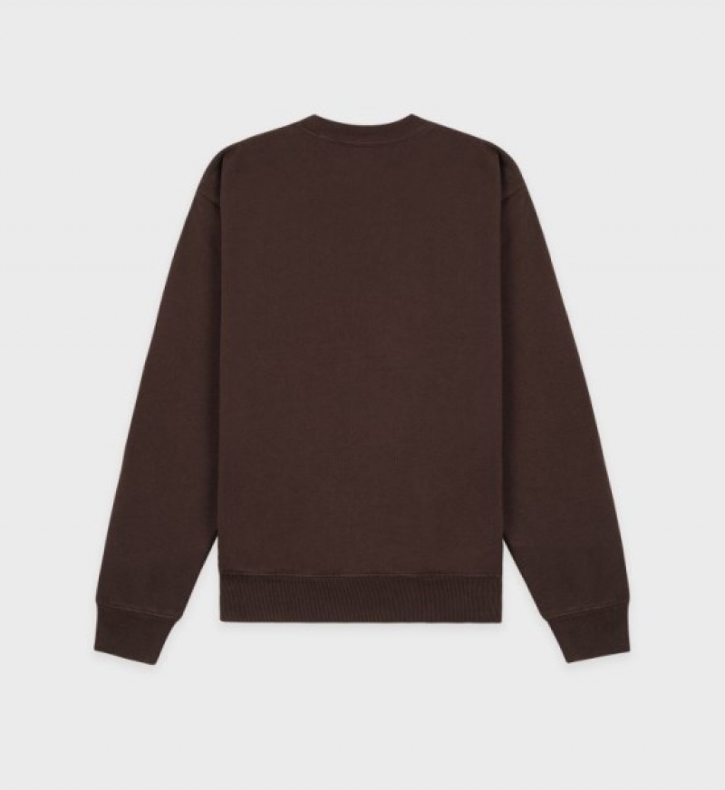 Women's Sporty And Rich Carlyle Crewneck Sweatshirts Chocolate / Cream | vwVbxfYQUv1