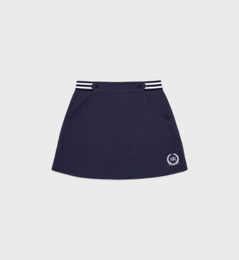 Women\'s Sporty And Rich Golf Logo Kelly Skirt Navy | s4soPzShOkt