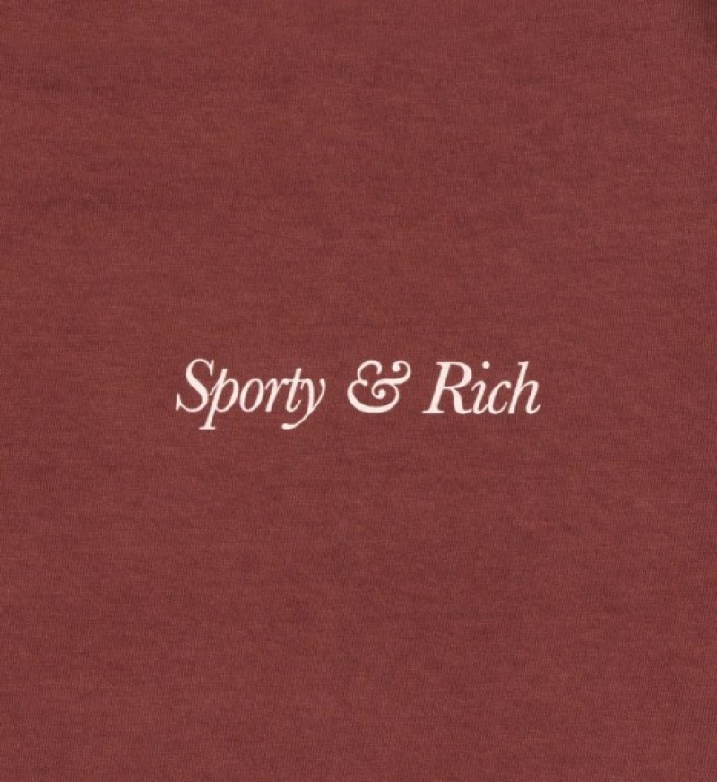 Women's Sporty And Rich HWCNY Crewneck Sweatshirts Burgundy / Cream | DRhcQUuXQfi