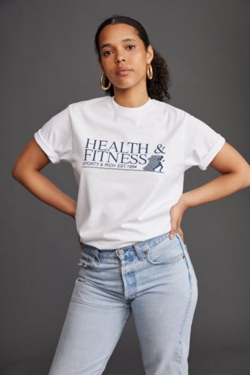 Women's Sporty And Rich Health & Fitness T Shirts White | wpXLjvVCC3u