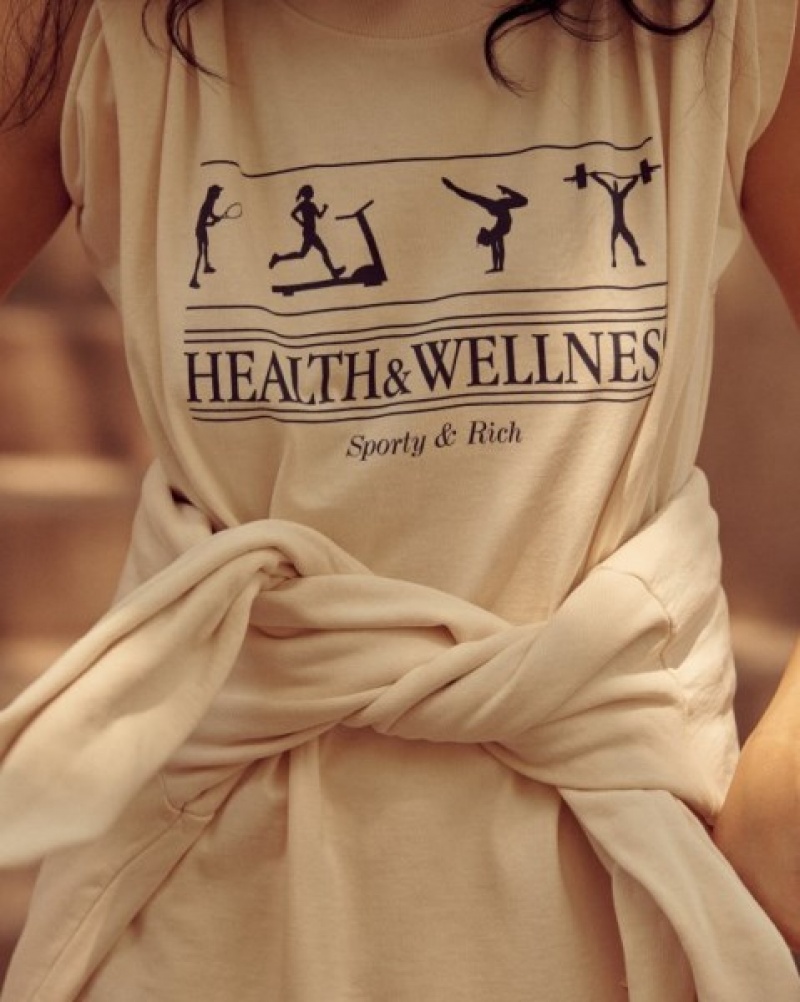 Women's Sporty And Rich Health & Wellness T Shirts Cream / Navy | dGxJl13CQfi