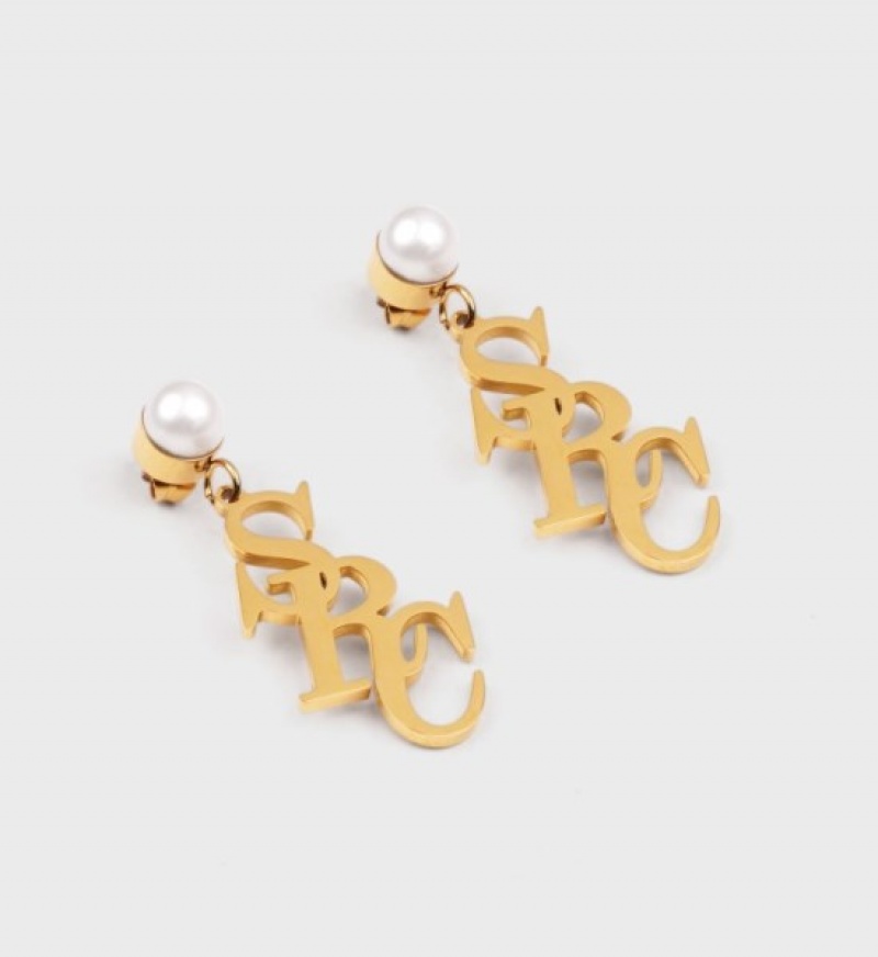 Women's Sporty And Rich SRC Pearl Earrings Jewelry Gold | whxNQpsDws7