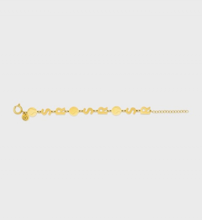 Women's Sporty And Rich SR Bracelet Jewelry Gold | qEZicFIGbGm