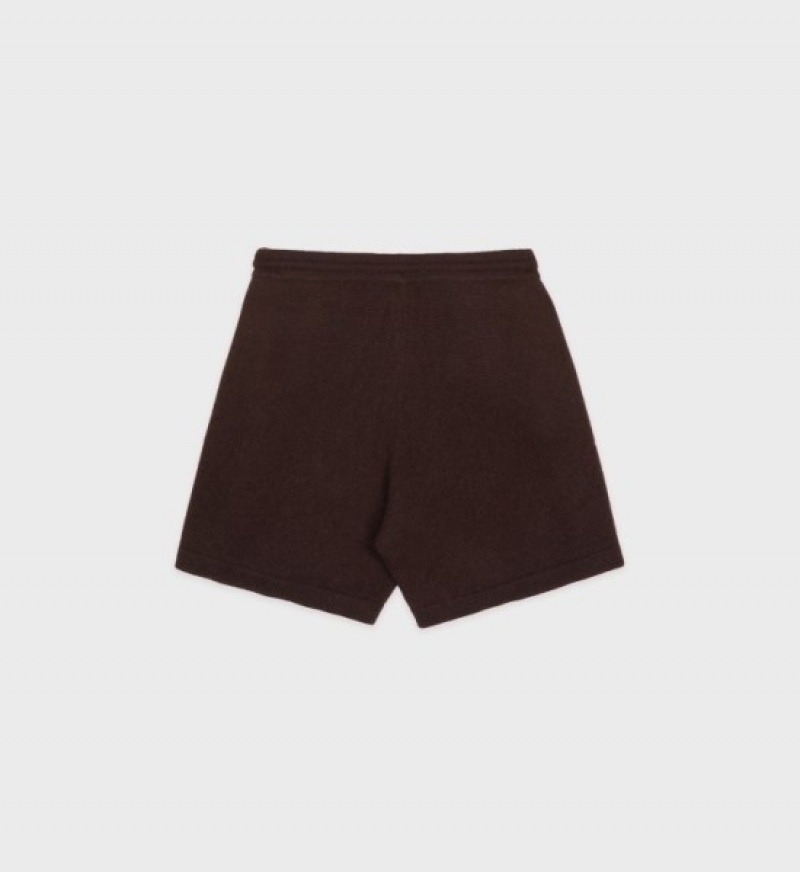 Women's Sporty And Rich Vendome Cashmere Shorts Chocolate / White | rf82m84r74A