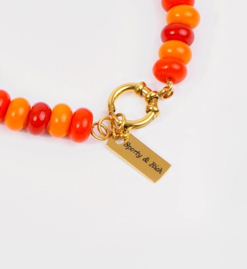 Women's Sporty And Rich Wellness Beads Bracelet Jewelry Orange | hDnjUwtE9RJ