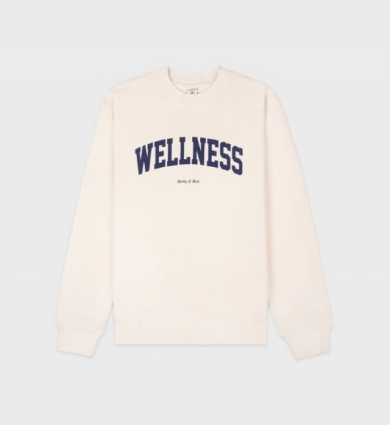 Women\'s Sporty And Rich Wellness Ivy Crewneck Sweatshirts Cream | ESF3zCciCJ5